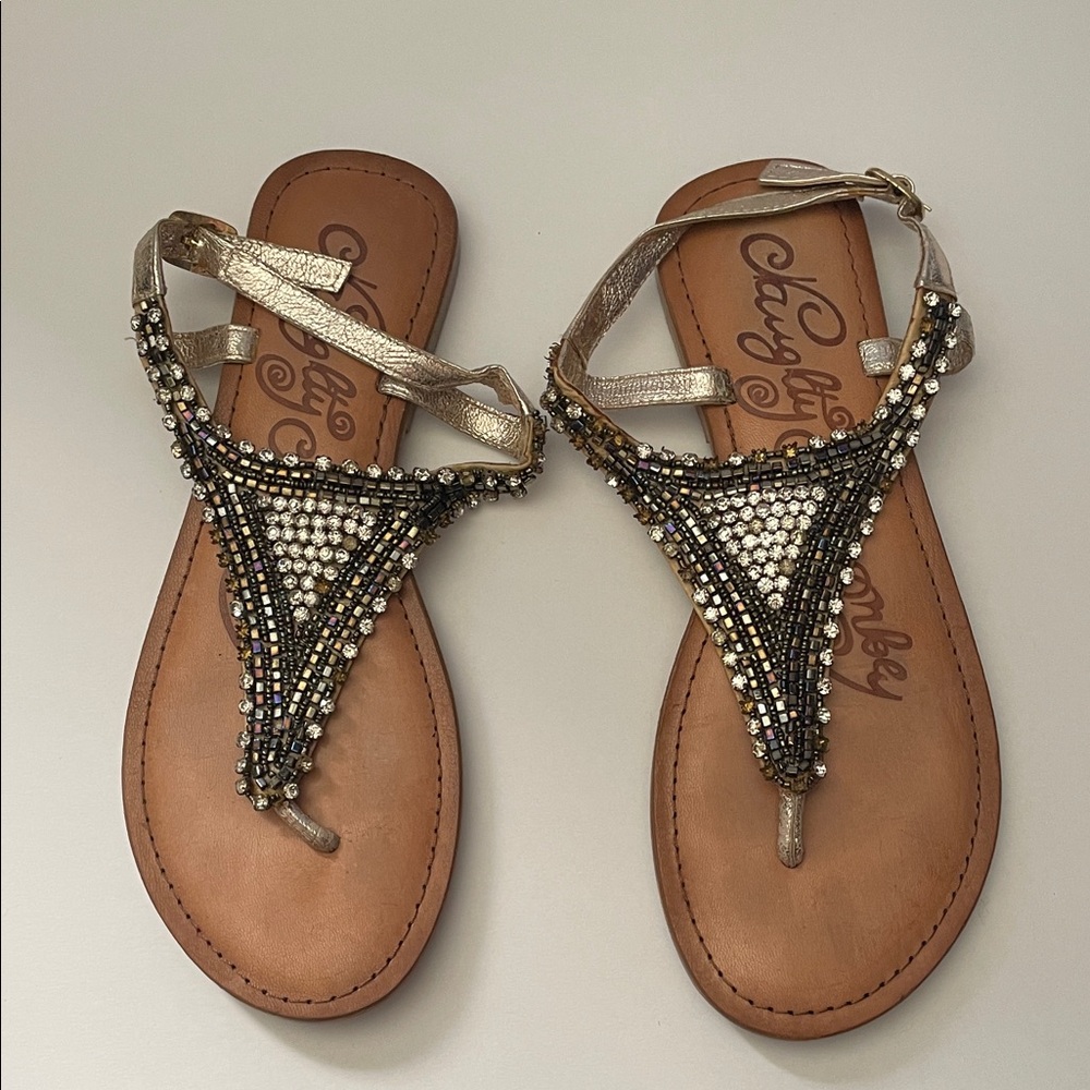 Naughty Monkey Stylish Beaded Sandals - Gold/Silver and Black